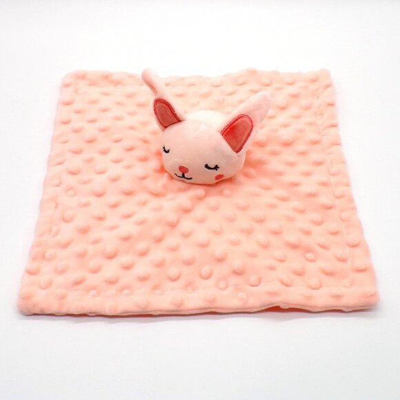 Pink Baby Lovey Rabbit Plush Dots Bumps Stuffed Bunny Security Blanket 11" - Picture 1 of 9